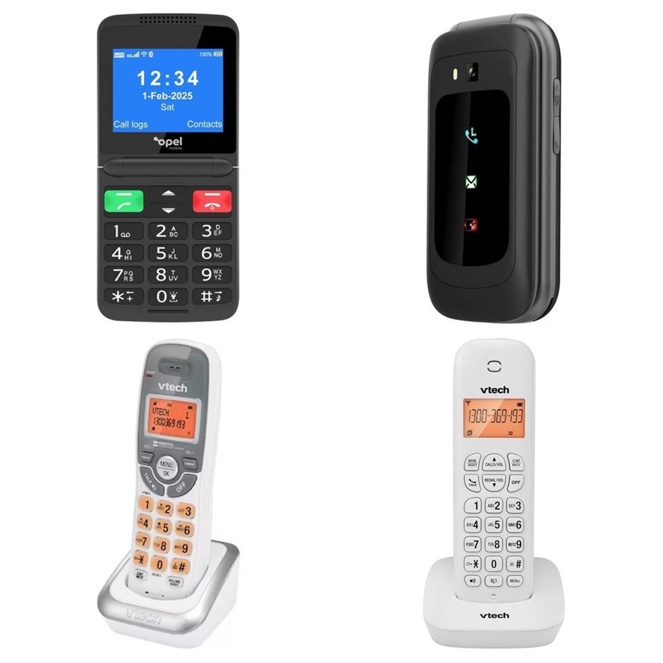 4 x Assorted Speaker Phones. 1 x OPEL Mobile 4G Flipfold Cellular Phone. 1