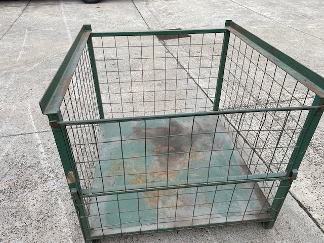 Steel Bins with Wire Cage and Flap Door
