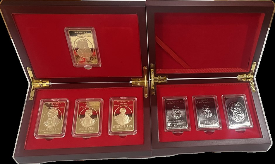 NED KELLY & GANG SET OF 4 X 1-OZ INGOTS & NED KELLYSet Of 3 x 1oz Ingots