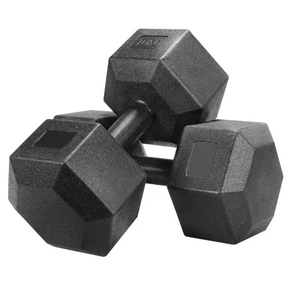 Pair of 4kg (2 x 2kg) Hex Dumbbells Set, Black.