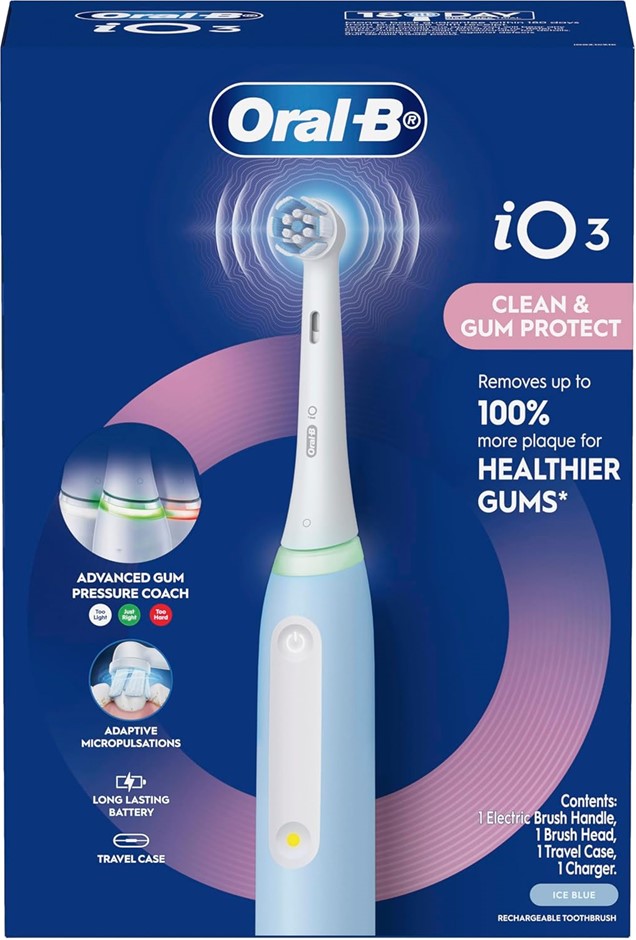 ORAL-B iO Series 3 Electric Toothbrush, Ice Blue. NB: no brushhead