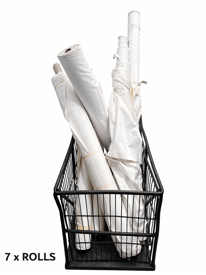 7 x Rolls Wide Width Cloth Fabric, Assorted. White/Cream. NB: photo as is