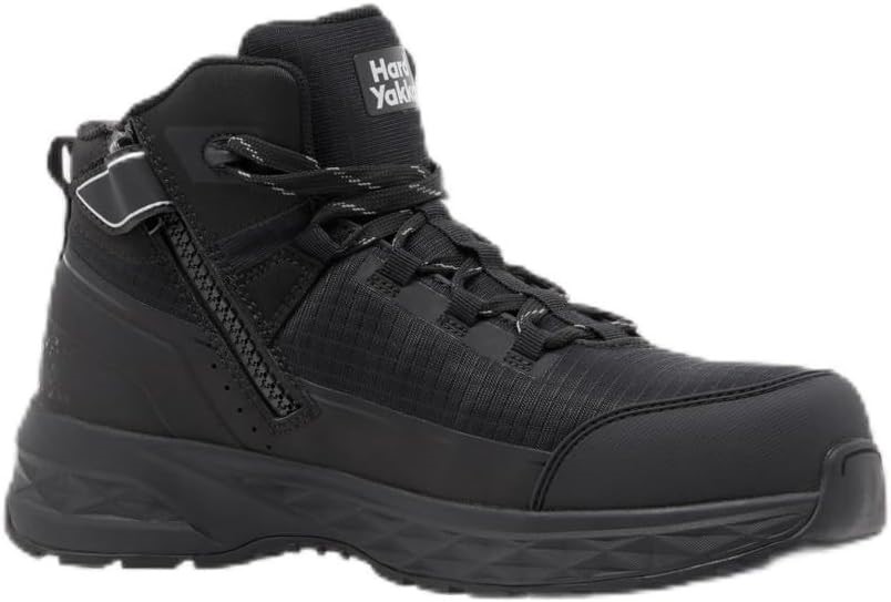 HARD YAKKA Men's X Range Mid Composite Toe Safety Boot, Black, 5 AU/6 US