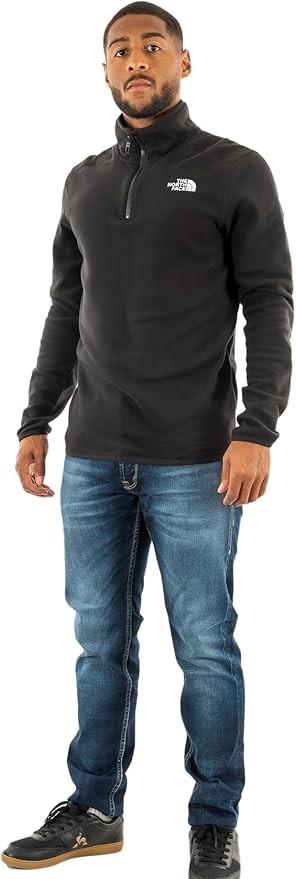 THE NORTH FACE Men's 100 Glacier 1/4 Zip Fleece Jumper, TNF Black/NPF, Larg