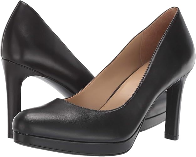 NATURALIZER Women's Teresa Pumps, US8W/EU38.5, Black Leather, G5154L1. Buy