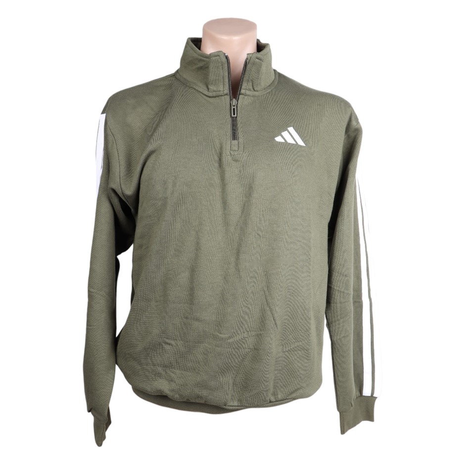 ADIDAS Men's Fleece 3S 1/4 Zip Sweater, Size AU S, 70% Cotton, Olive Strata