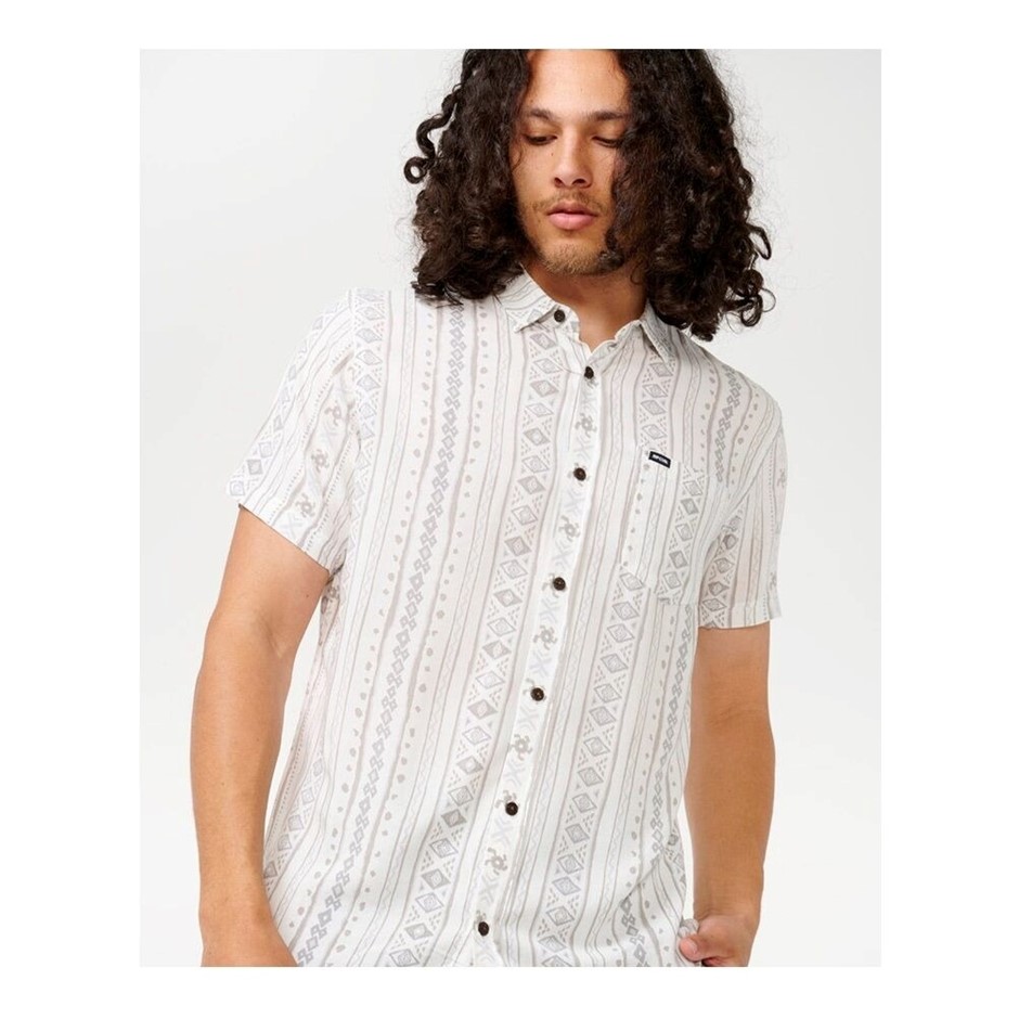 RIP CURL Men's Fun Times Short Sleeve Shirt, Size 2XL, Bone. RRP: $79.99.