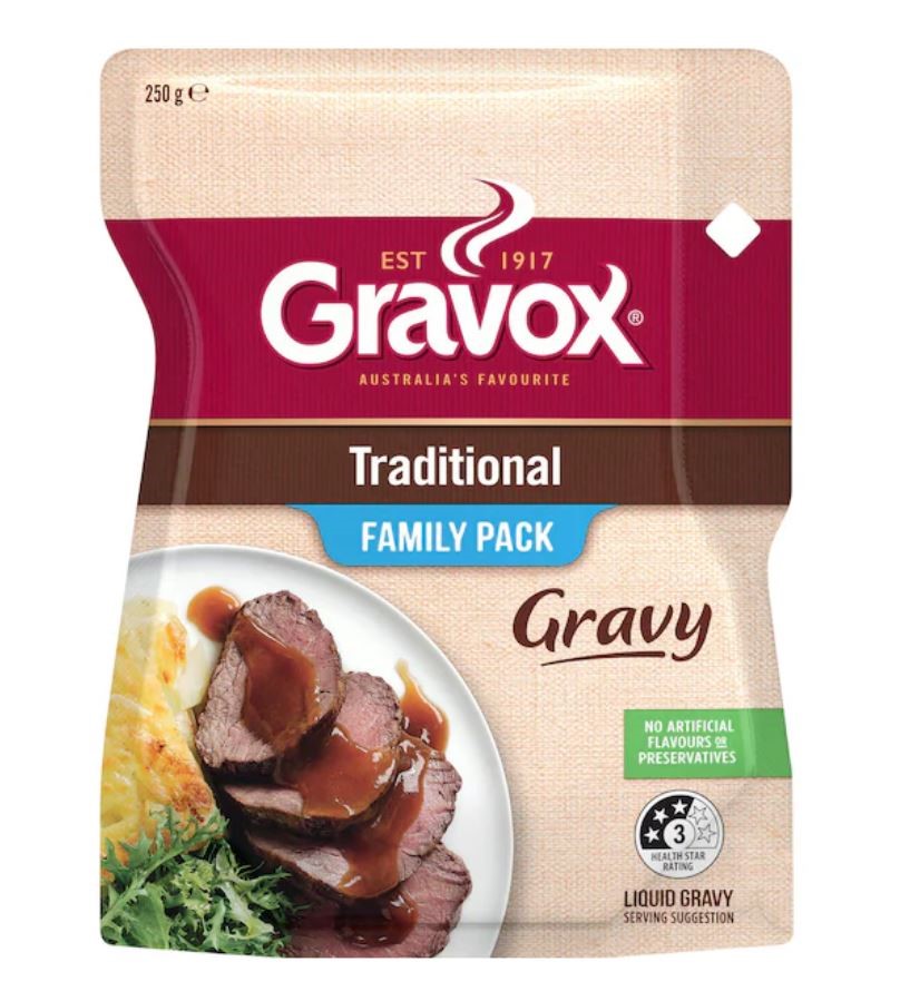 14 x GRAVOX Traditional Family Pack Liquid Gravy Pouch, 250g. Best Before: