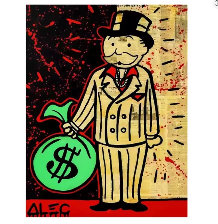 ALEC MONOPOLY (After) "Money Bag" Grafitti CANVAS PRINT