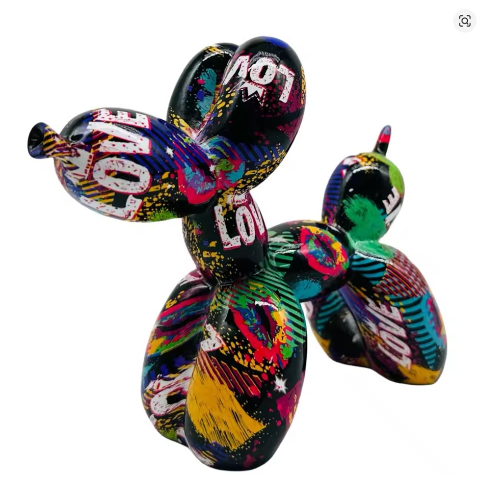 Jeff Koons (After) Graffiti Resin Balloon Dog Figurine