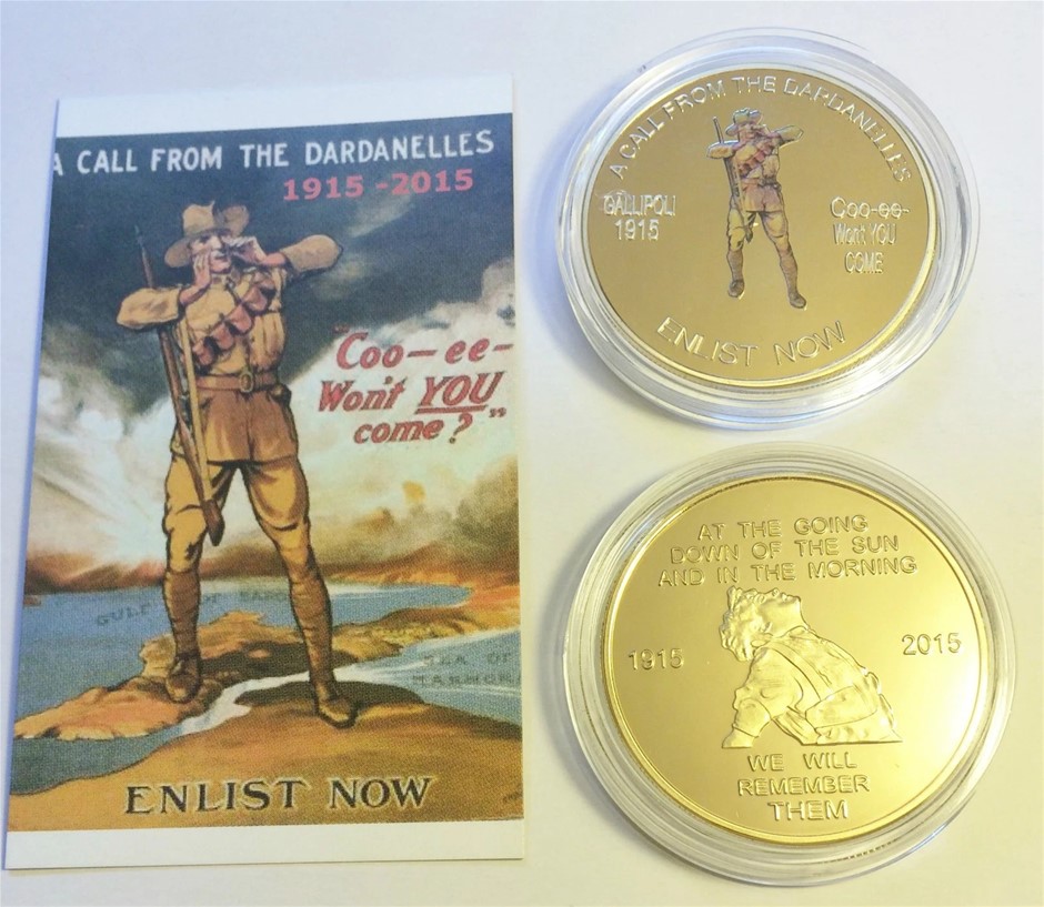NEW 2015 GALLIPOLI "COO-EE" 1 Oz COIN C.O.A. LTD 1,000