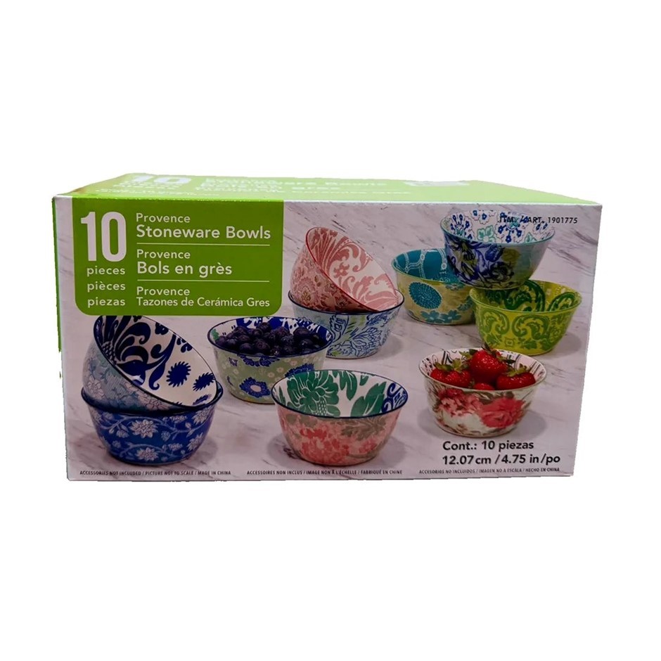 SIGNATURE 10pc Provence Stoneware Bowls. NB: Damaged packaging.
