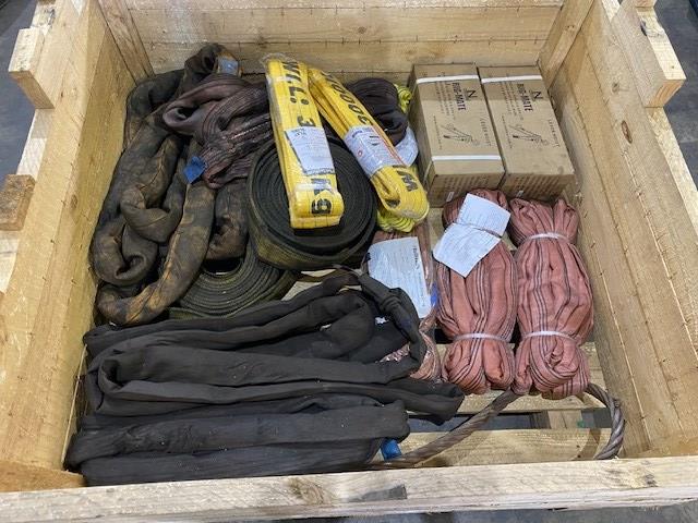 Qty of Assorted New & Used Soft Slings & 2 Lever Hoists