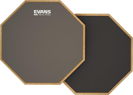 Evans HQ Percussion Products RF12D 2-Sided Practice Pad, 12 Inch, Gray