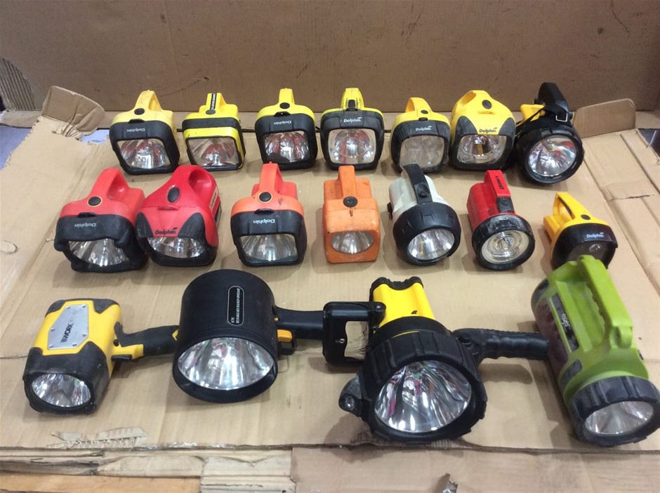 Dolphin Mixed Models Portable Rechargeable Spotlight Flashlight (Lot of 18)