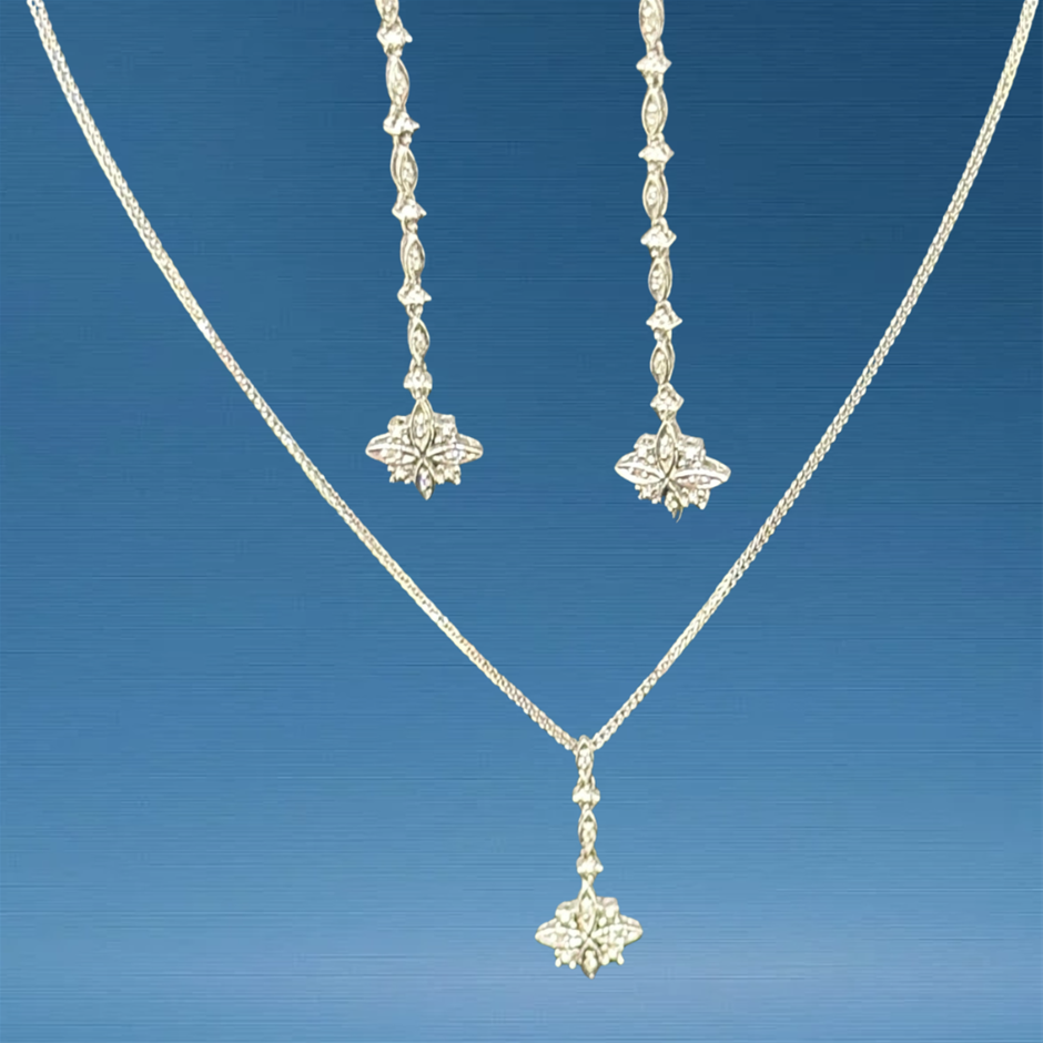 NECKLACE & EARRING COMBO WHITE GOLD
