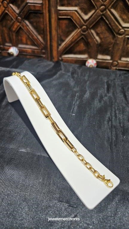 22KGold Filled/Italy Stamped Yellow Bracelet -17.5CM-8MM-Bonus Gift