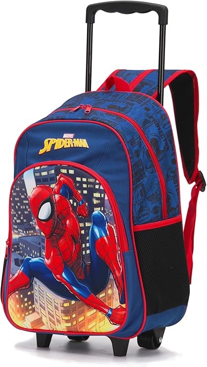 MARVEL SPIDERMAN 17 INCH EVA TROLLEY BACKPACK TROLLEY BACKPACK, BLUE/RED, 4