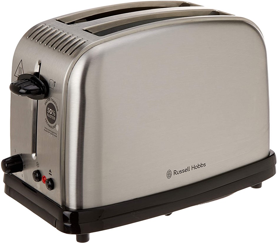 RUSSELL HOBBS Classic Toaster 2 Slice, Silver, RHT12BRU. NB: Used & Slightl