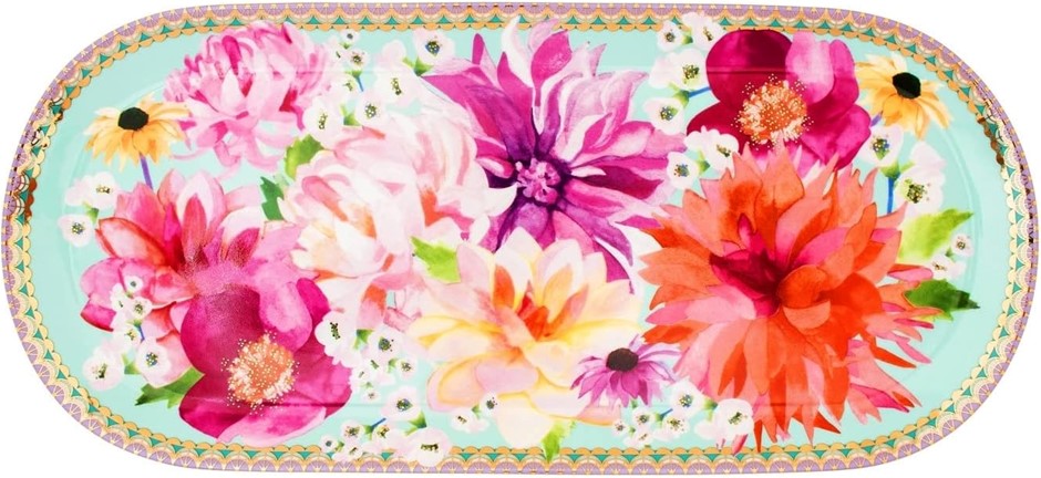 MAXWELL & WILLIAMS Teas & C's Dahlia Daze Platter 33x15cm Sky Gift Boxed, G