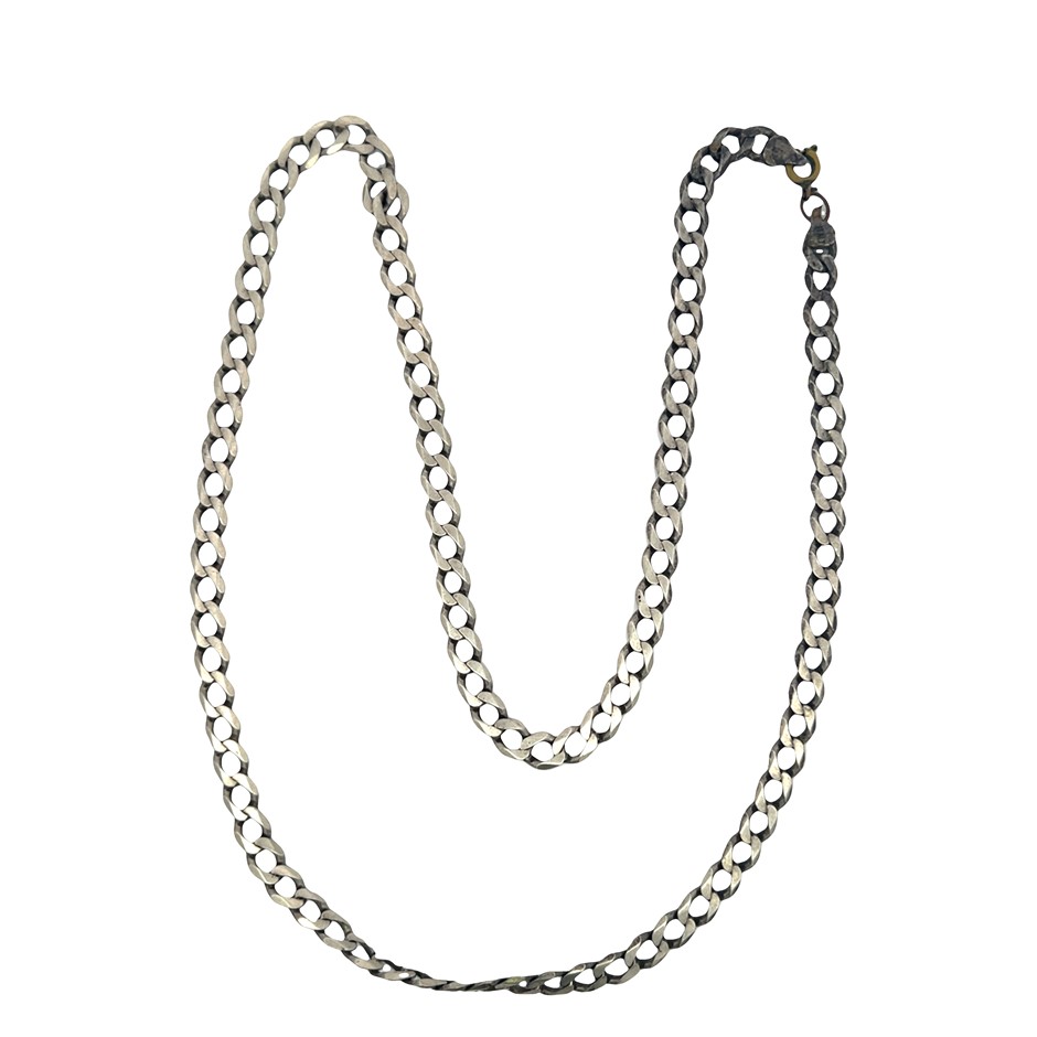 Sterling Silver Curb Link Necklace with Bolt Clasp
