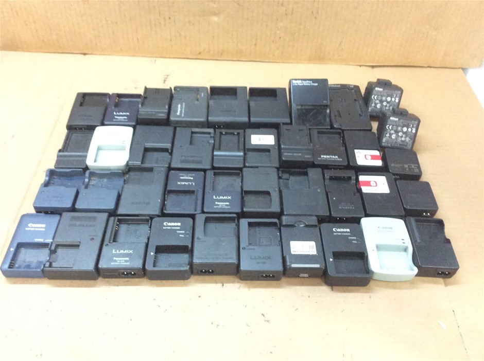 Camera Battery Chargers Lot (Canon, Nikon, Lumix, Pentax) - (Lot of 40)
