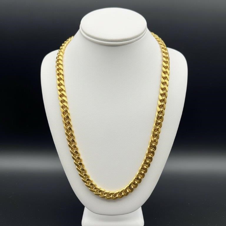 18K Gold-Filled Cuban Curb Chain Necklace, 10MM Wide - 60.9cm