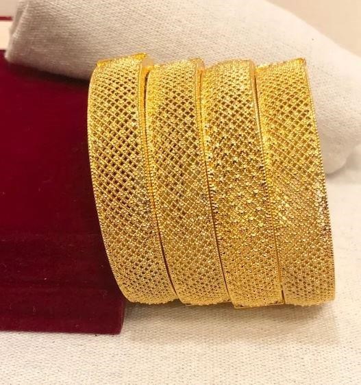 4pcs x 22K/Italy Yellow Gold Filled Bangles with Stamp-60mm