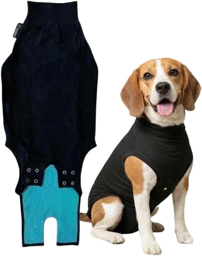 SUITICAL Recovery Suit Dog, XXX-Small, Black. NB: Minor Use.