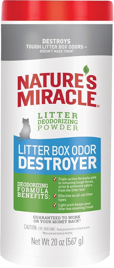 NATURE'S MIRACLE Litter Box Deodorizer, 567g, Litter Deodorizing Powder, Ca