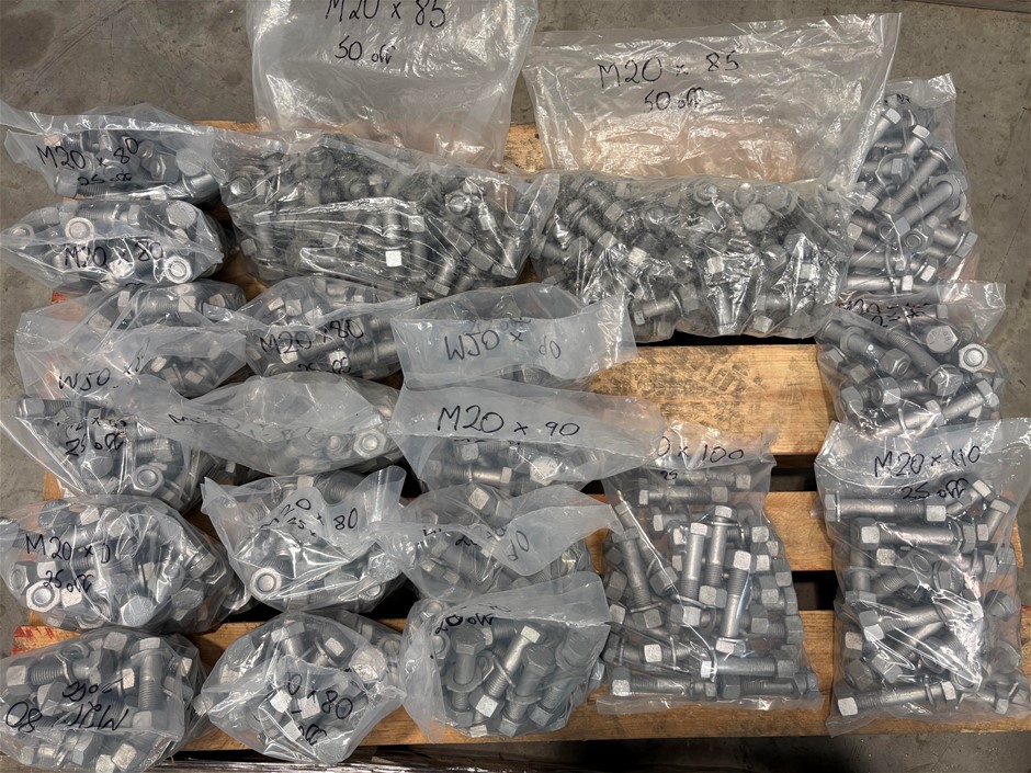 Pallet Comprising New Never Used Large Qty of M20 Structural Bolts & More