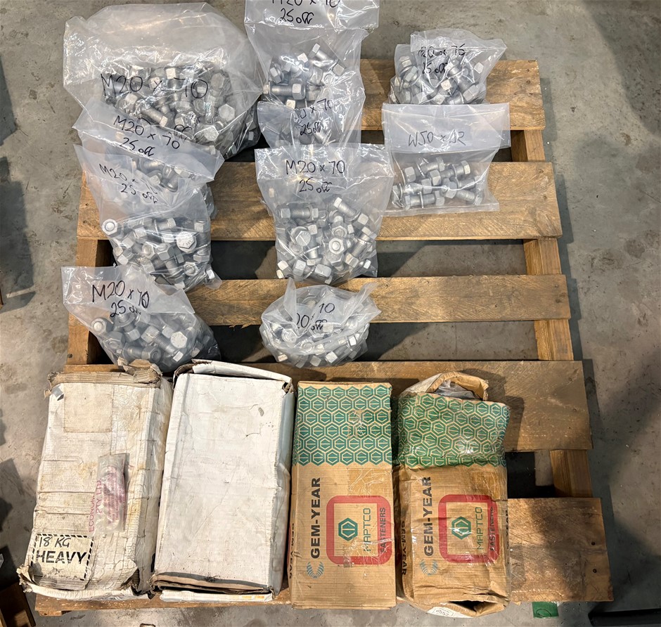 Pallet Comprising New Never Used Large Qty of M20 Structural Bolts & More