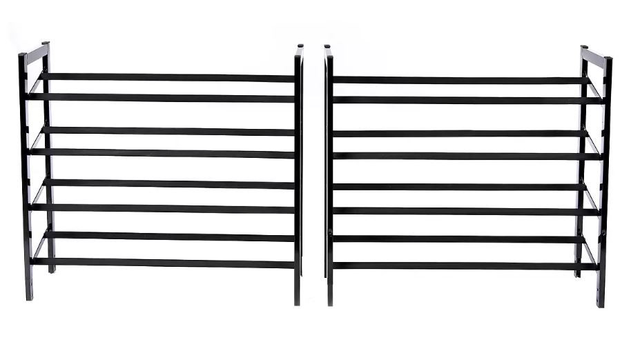 NEATFREAK Set of 2 Stackable Shoe Rack, Black. NB: Damaged packaging & miss