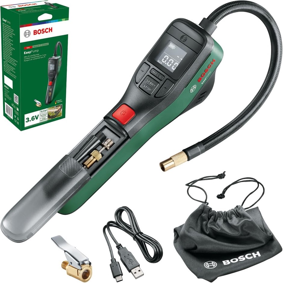 Bosch Cordless Electric Air Pump, Mini Compressor, Rechargeable, 150 PSI, 3