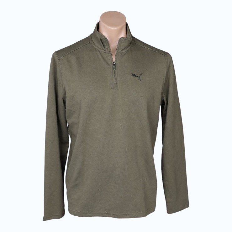 PUMA ESS Elevated Half Zip, Size M, 55% Cotton, Loden Green (04), 212233.