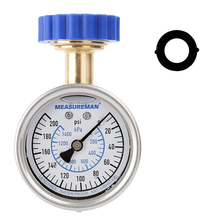 MEASUREMAN 2.5" Lead-Free Waterproof Anti-Vibration Pressure Test Gauge, 3/