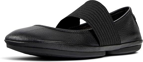 Camper Women's Right Nina Ballerina Flat, EU39/US8.5, Smooth Leather Black,