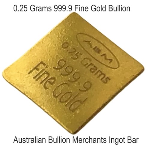 0.25 Grams 999.9 Fine Solid 24Kt Gold Certified Bullion Ingot Bar ABM