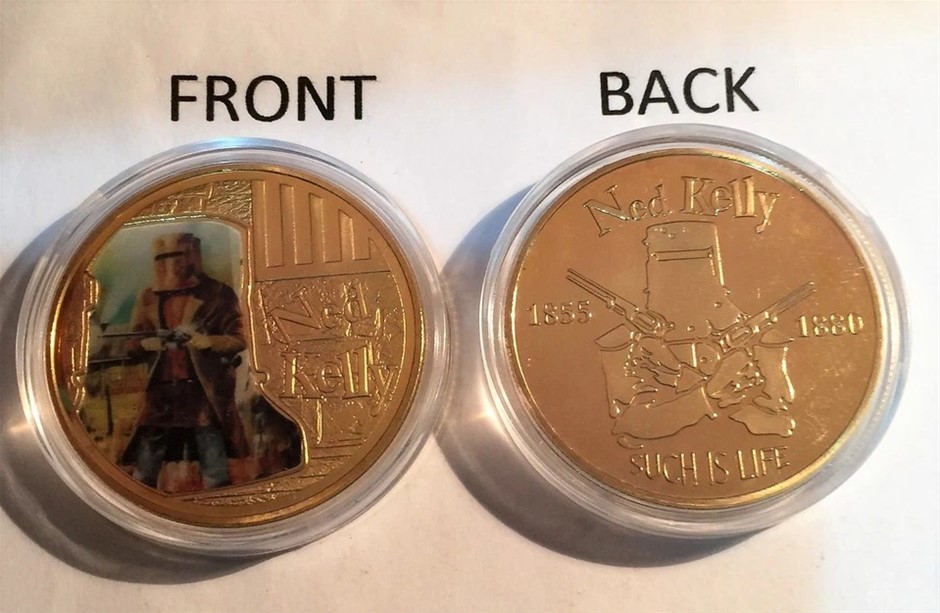 NED KELLY "Helmet Art #4" 1 Oz Coin, Finished in 24k 999 Gold 5 to collect