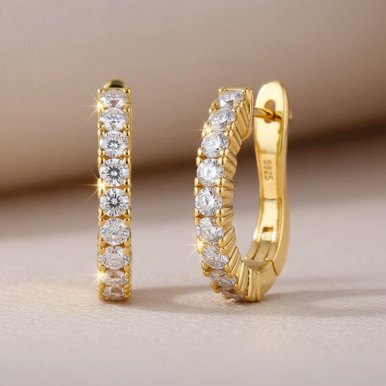 GRA Moissanite white Brilliant Cut 925 Sterling Silver Earrings-Bonus Gif