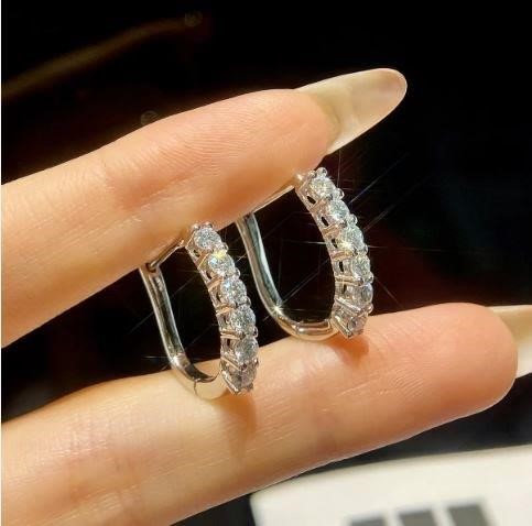 GRA Moissanite white Brilliant Cut 925 Sterling Silver Earrings-Bonus Gif