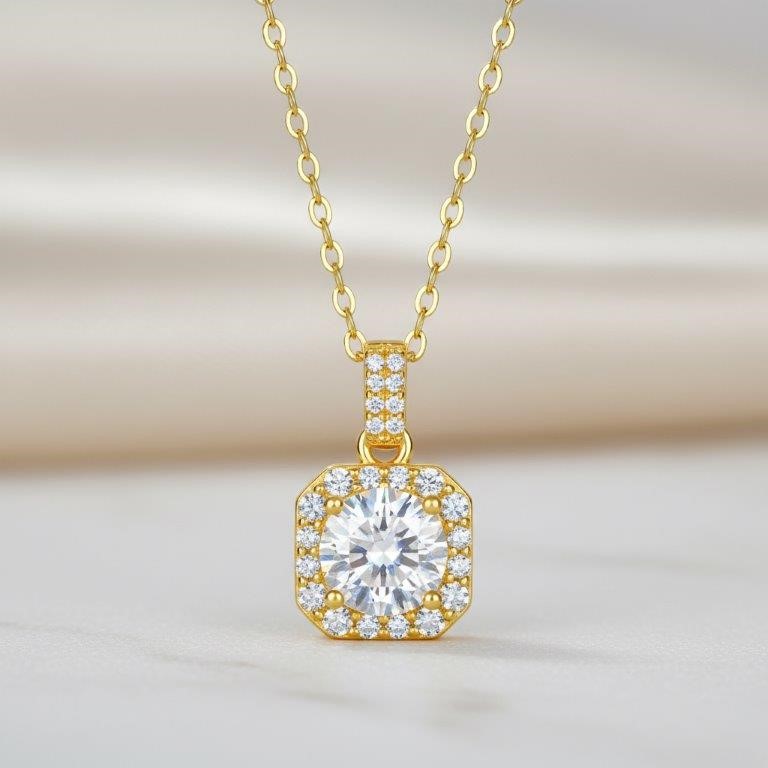 1.0ct GRA Moissanite white Brilliant Cut 925 Sterling Silver Pendant