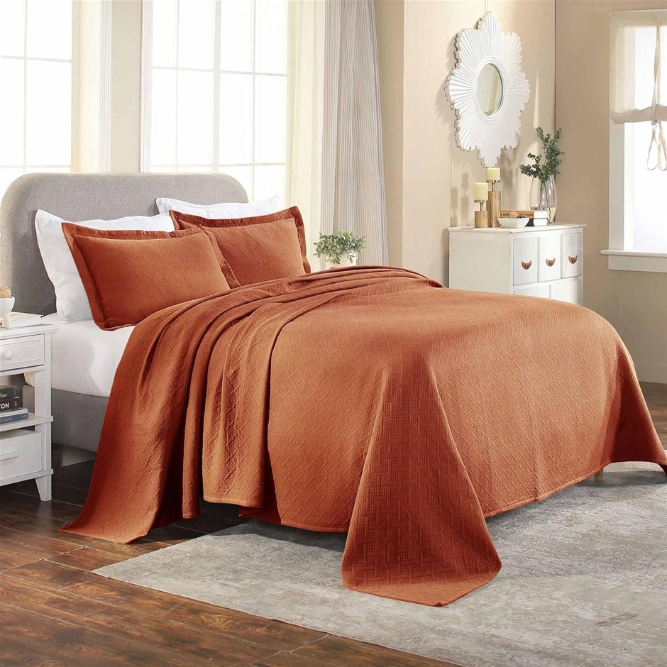 Superior 100% Cotton Basket Weave Bedspread with Shams, All-Season Premium