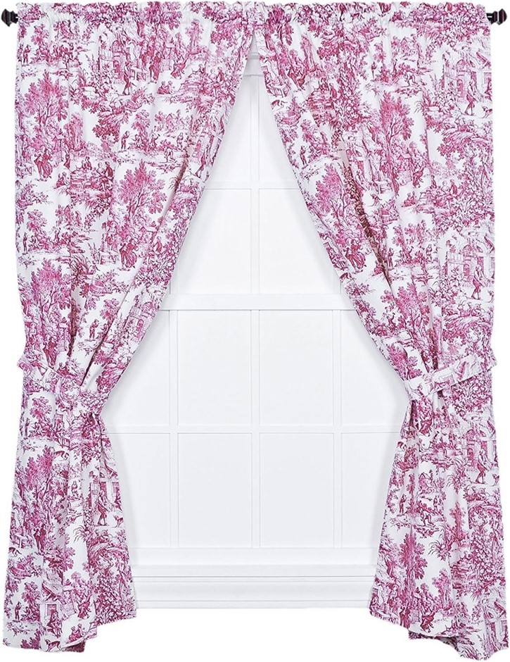 Victoria Park Toile 68-Inch-by-84 Inch Tailored Panel Pair with Tiebacks, R