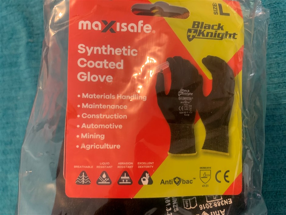 New in Packets Maxisafe Synthetic Coated Gloves, Quantity 12 Pairs