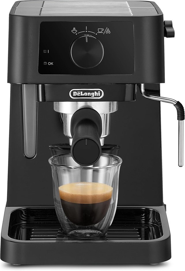DE'LONGHI Stilosa Manual Espresso Coffee Machine, Black, EC230.BK. NB: Used