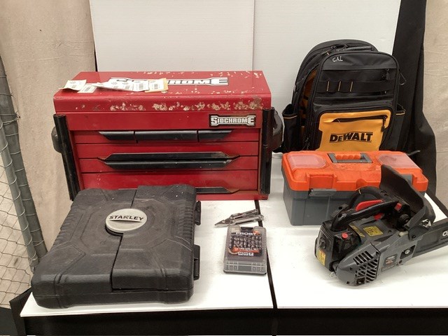Sidchrome Toolbox, Dewalt Job Site Bag With Assorted Tools