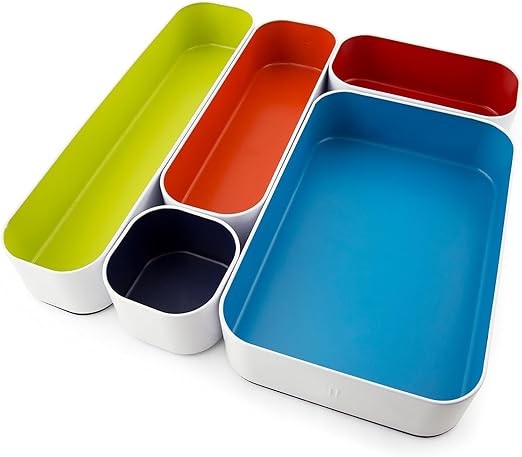 Three by Three Seattle 5 Piece Metal Organizer Tray Set for Storing Makeup,