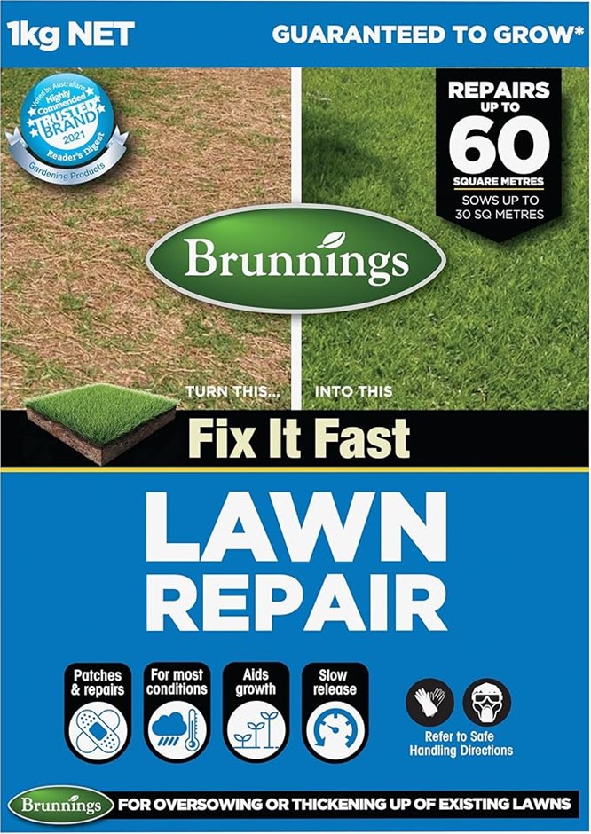 Brunnings Lawn Repair 1 kg. NB: slightly damaged packaging.
