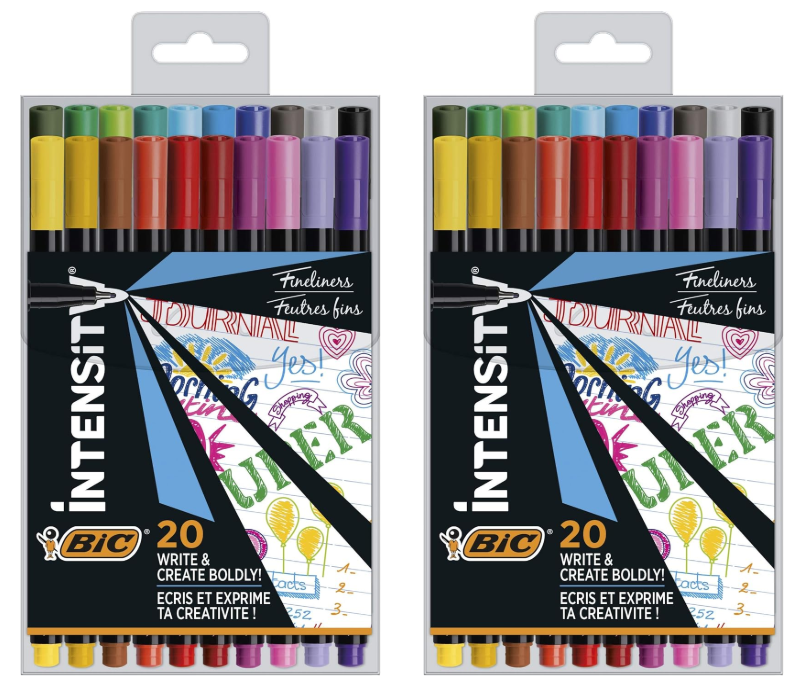 2x BIC Intensity Fineliner Felt Tip Pen Fine Point (0.4 mm) - Assorted Colo